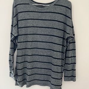 Grey and black stripe long sleeve sweater